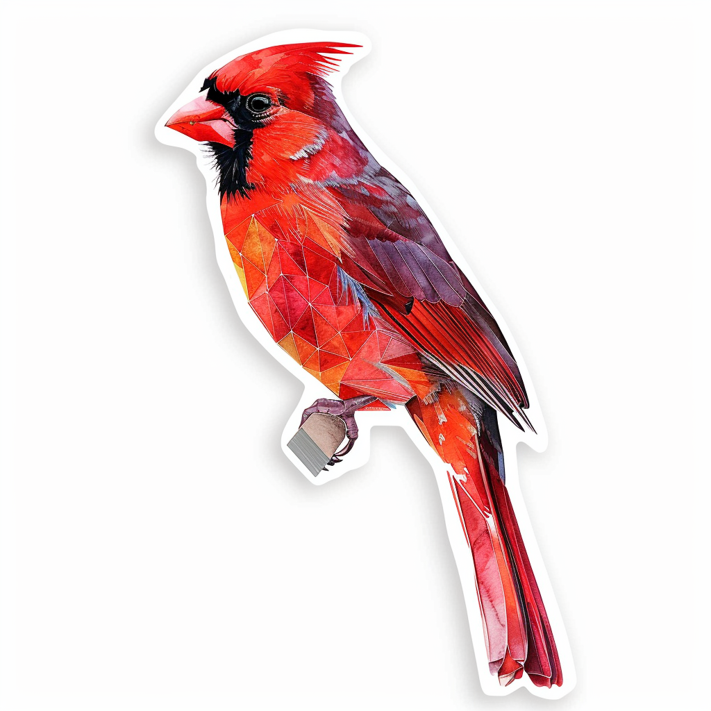 Sticker of a Cardinal Bird majestic Expressive surreal Vinyl Decal Sticker for Car, Laptop, Tumbler and more # F024236