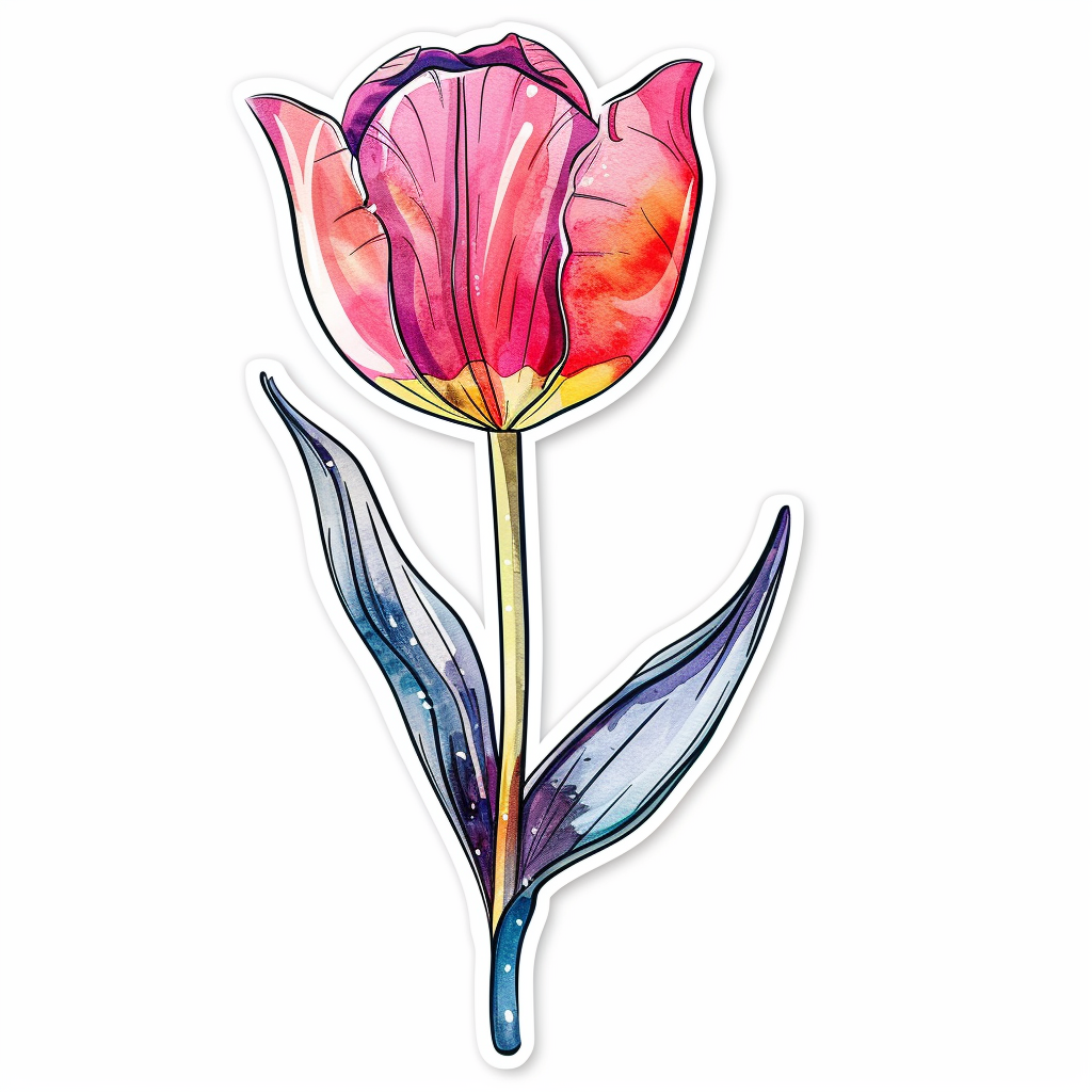 Sticker of a Tulip flower Vinyl Decal Sticker for Car, Laptop, Tumbler and more # F023421