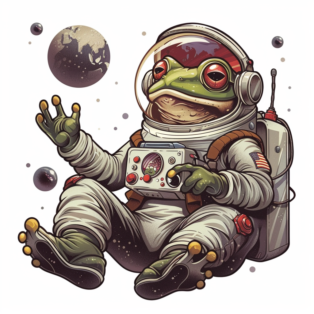 Sticker of a Frog astronaut majestic Expressive surreal Vinyl Decal Sticker for Car, Laptop, Tumbler and more # F016780