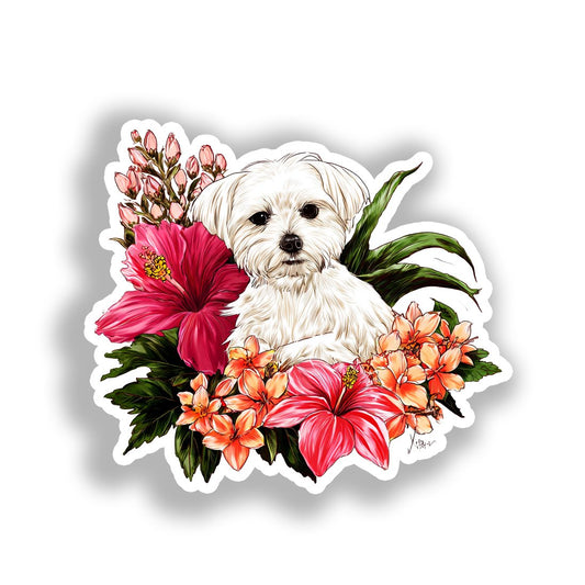 Maltese Dog Vinyl Decal Sticker for Car, Laptop, Tumbler and more # A019404-4" x 4"