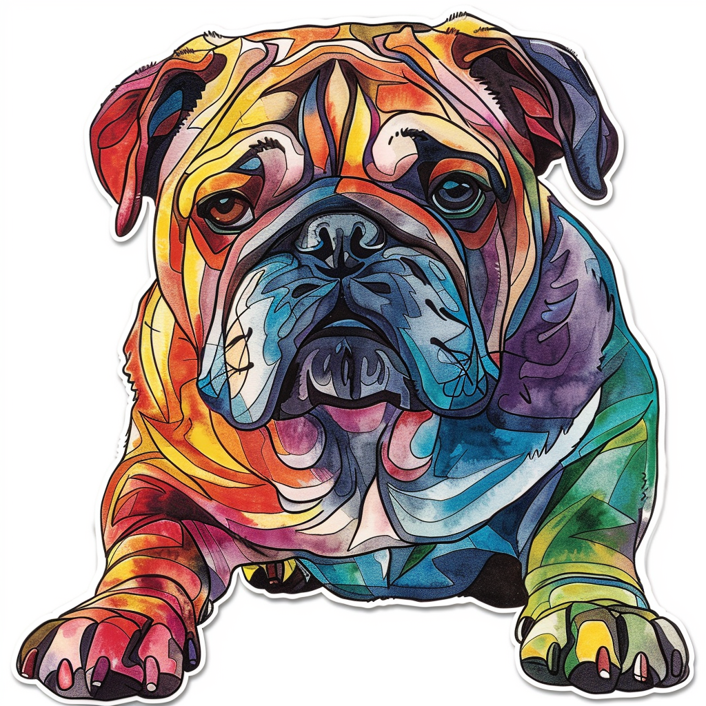 Bulldog Dog majestic Expressive surreal Vinyl Decal Sticker for Car, Laptop, Tumbler and more # F017526