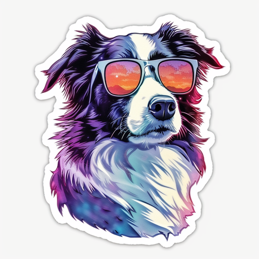 Border Collie Dog majestic Expressive surreal Vinyl Decal Sticker for Car, Laptop, Tumbler and more # F021714-4" x 4"