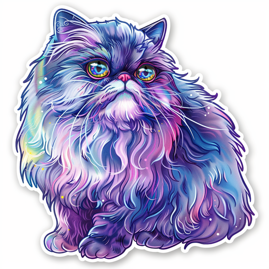 Sticker of a Persian Cat Expressive surreal Vinyl Decal Sticker for Car, Laptop, Tumbler and more # F016402