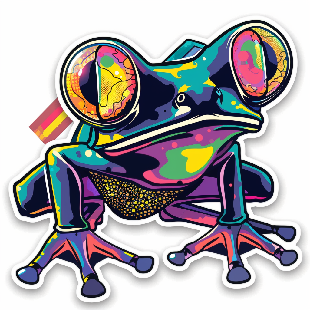 Sticker of a Frog cute and adorable Expressive surreal Vinyl Decal Sticker for Car, Laptop, Tumbler and more # F016725