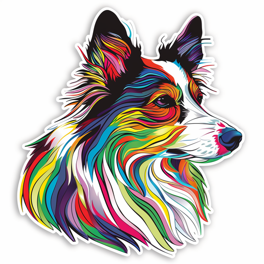 Border Collie Dog majestic Expressive surreal Vinyl Decal Sticker for Car, Laptop, Tumbler and more # F021809-4" x 4"