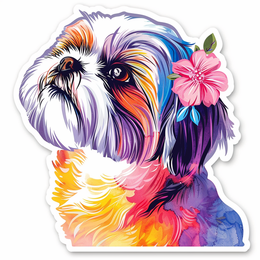 Adorable Shih Tzu Dog Expressive surreal Vinyl Decal Sticker for Car, Laptop, Tumbler and more # F018380