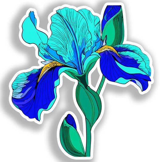 Iris Flower Vinyl Decal Sticker for Car, Laptop, Tumbler and more # A019467-4" x 4"