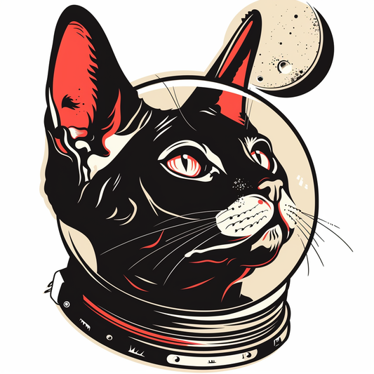 Adorable Cornish Rex Cat Expressive surreal Vinyl Decal Sticker for Car, Laptop, Tumbler and more # F021460-4" x 4"