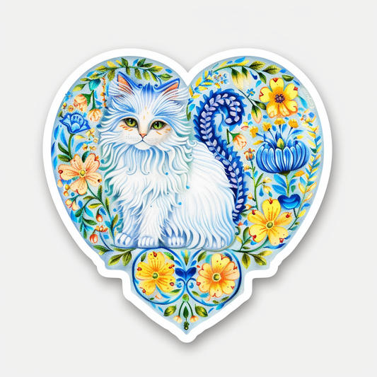 Adorable Turkish Angora Cat  Vinyl Decal Sticker for Car, Laptop, Tumbler and more # F020952-4" x 4"