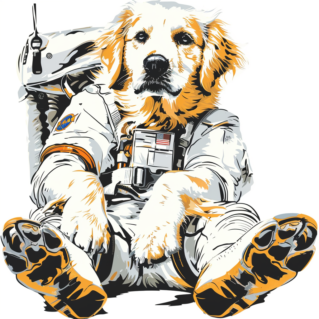 Golden Retriever Dog astronaut Vinyl Decal Sticker for Car, Laptop, Tumbler and more # F010503