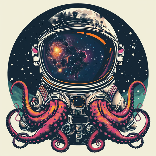 Sticker of an Octopus astronaut majestic Expressive surreal Vinyl Decal Sticker for Car, Laptop, Tumbler and more # F015384