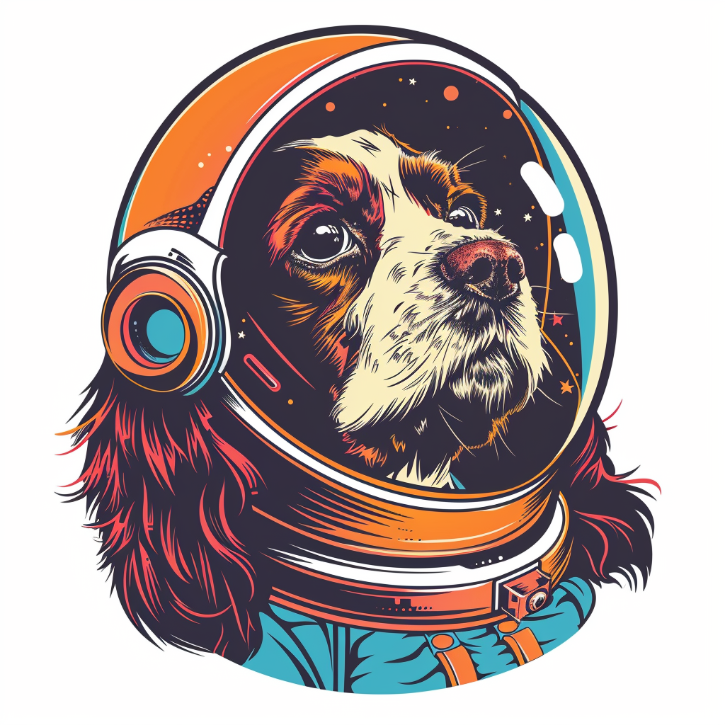 Sticker of a Cocker Spaniel Dog astronaut majestic Expressive surreal Vinyl Decal Sticker for Car, Laptop, Tumbler and more # F020188