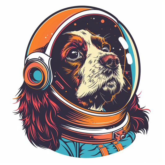 Sticker of a Cocker Spaniel Dog astronaut majestic Expressive surreal Vinyl Decal Sticker for Car, Laptop, Tumbler and more # F020188
