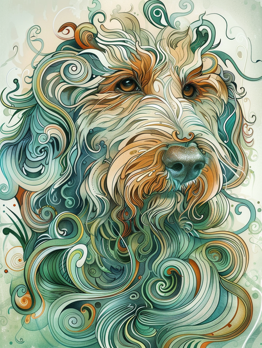Poster of Goldendoodle dog Expressive surreal Poster # F024254