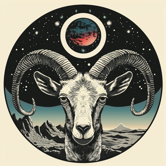 Goat majestic Astronaut Expressive surreal Vinyl Decal Sticker for Car, Laptop, Tumbler and more # F020474-4" x 4"