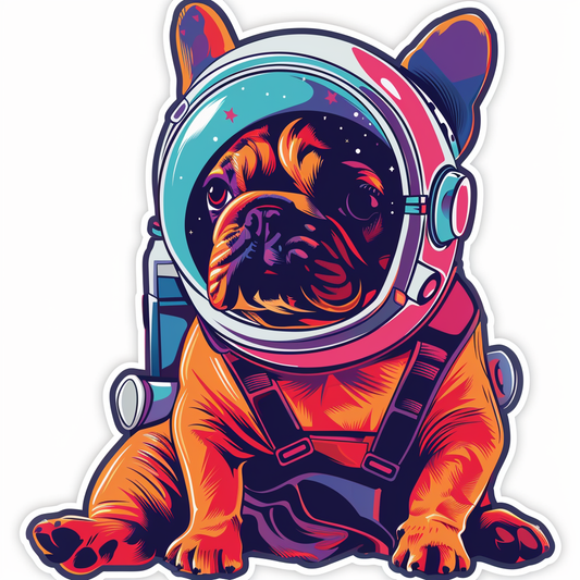 Bulldog Dog astronaut majestic Expressive surreal Vinyl Decal Sticker for Car, Laptop, Tumbler and more # F017310