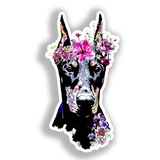 Doberman Pnscher Dog Vinyl Decal Sticker for Car, Laptop, Tumbler and more # A019675-4" x 4"