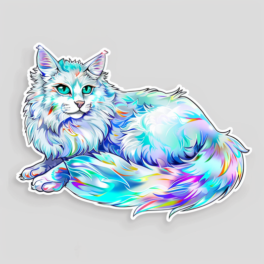 Adorable Turkish Angora Cat  Vinyl Decal Sticker for Car, Laptop, Tumbler and more # F020914-4" x 4"