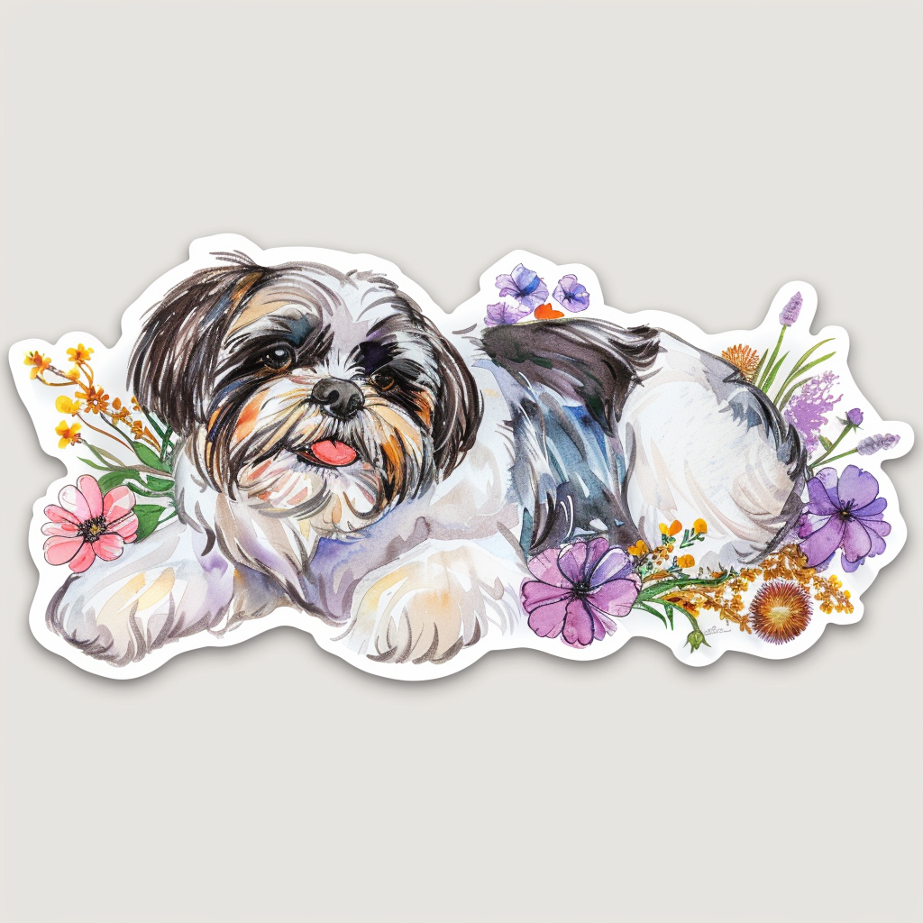 Adorable Shih Tzu Dog Expressive surreal Vinyl Decal Sticker for Car, Laptop, Tumbler and more # F018204