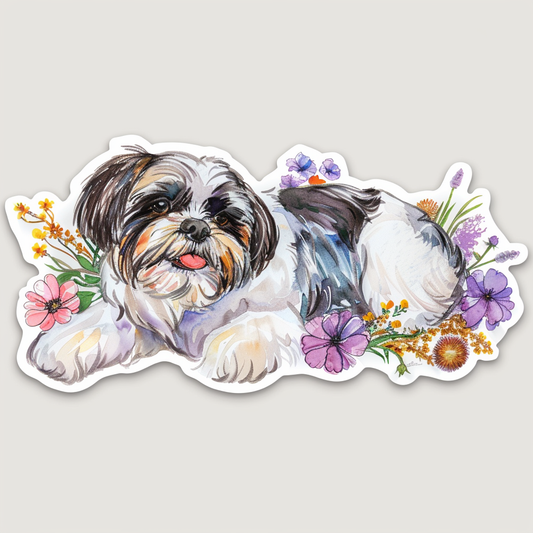 Adorable Shih Tzu Dog Expressive surreal Vinyl Decal Sticker for Car, Laptop, Tumbler and more # F018204
