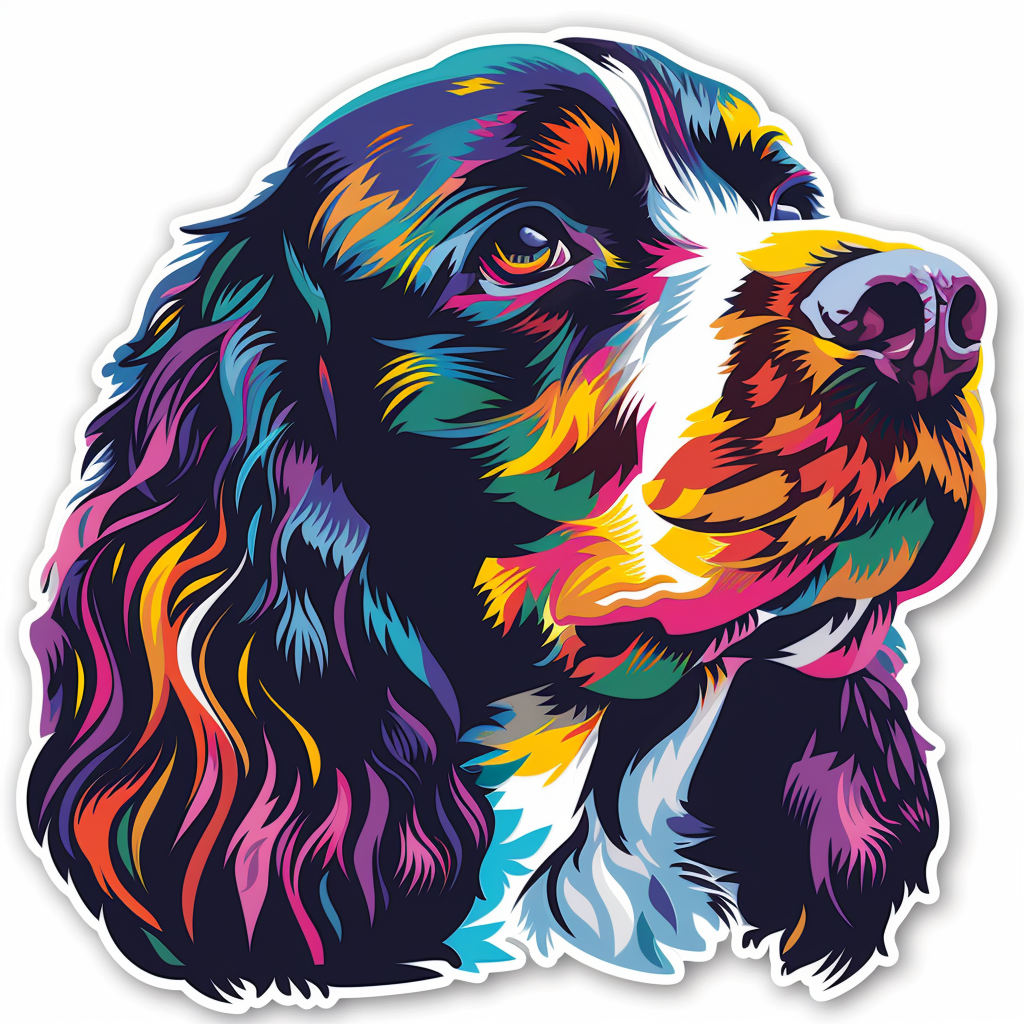 Sticker of a Cocker Spaniel Dog majestic Expressive surreal Vinyl Decal Sticker for Car, Laptop, Tumbler and more # F020137