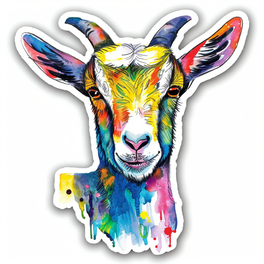 Goat majestic Expressive surreal Vinyl Decal Sticker for Car, Laptop, Tumbler and more # F020432-4" x 4"