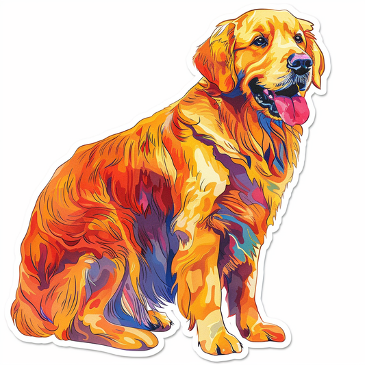 Clip art of golden retriever water color Expressive surreal Vinyl Decal Sticker for Car, Laptop, Tumbler and more # F020387-4" x 4"