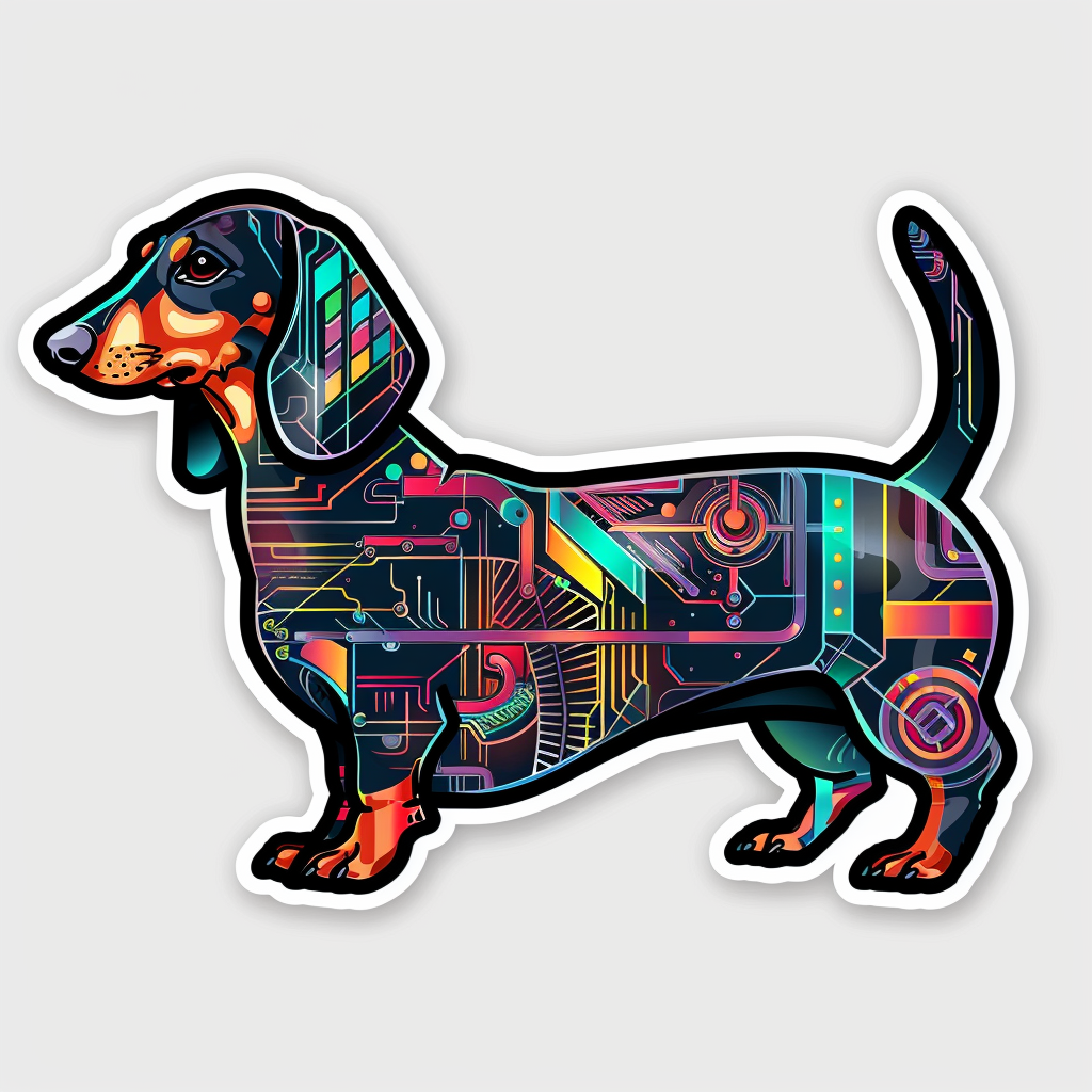 Dachshund Dog cyber punk Vinyl Decal Sticker for Car, Laptop, Tumbler and more # F012955
