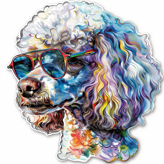 Poodle Dog wearing sunglasses Vinyl Decal Sticker for Car, Laptop, Tumbler and more # F012436