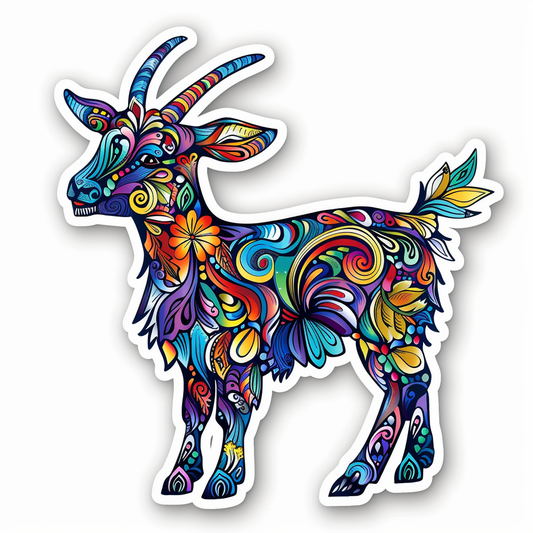 Goat majestic Expressive surreal Vinyl Decal Sticker for Car, Laptop, Tumbler and more # F020481-4" x 4"