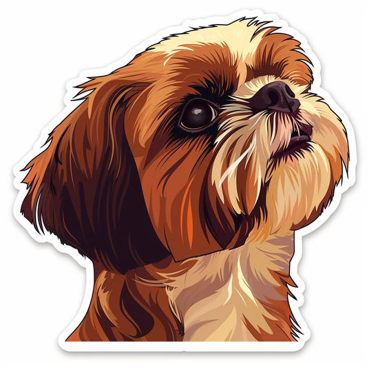 Adorable Shih Tzu Dog Expressive surreal Vinyl Decal Sticker for Car, Laptop, Tumbler and more # F018476