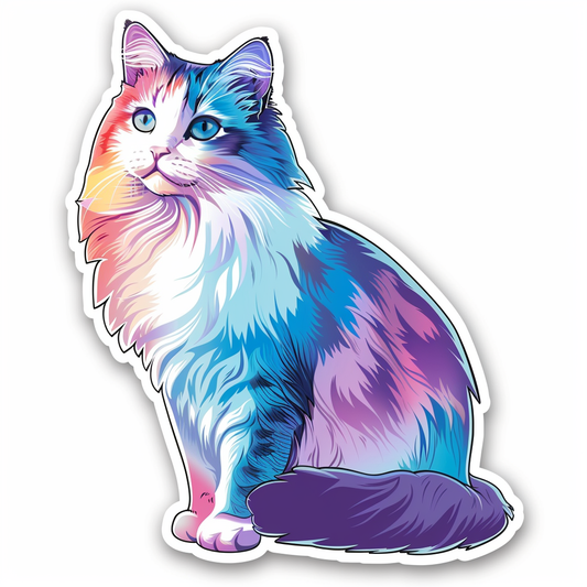 Adorable Turkish Angora Cat  Vinyl Decal Sticker for Car, Laptop, Tumbler and more # F020815-4" x 4"