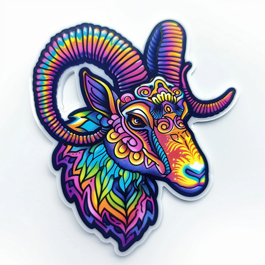 Goat majestic Expressive surreal Vinyl Decal Sticker for Car, Laptop, Tumbler and more # F020422-4" x 4"