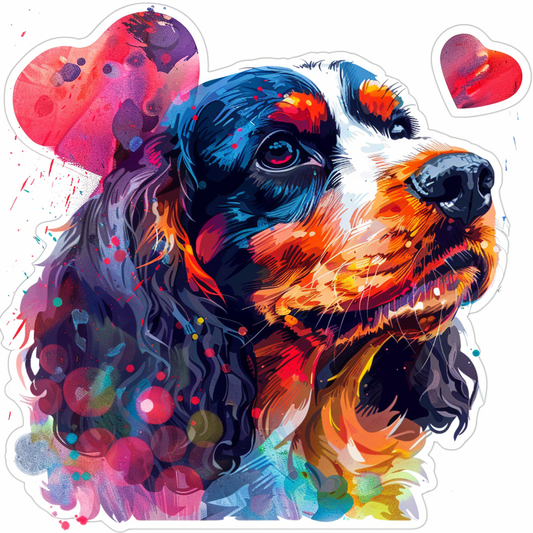 Cocker Spaniel Dog majestic Expressive surreal Vinyl Decal Sticker for Car, Laptop, Tumbler and more # F019938-4" x 4"