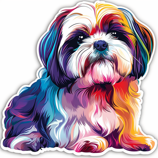 Adorable Shih Tzu Dog Expressive surreal Vinyl Decal Sticker for Car, Laptop, Tumbler and more # F018511