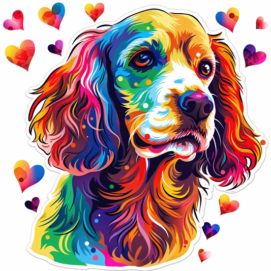 Cocker Spaniel Dog majestic Expressive surreal Vinyl Decal Sticker for Car, Laptop, Tumbler and more # F019931-4" x 4"