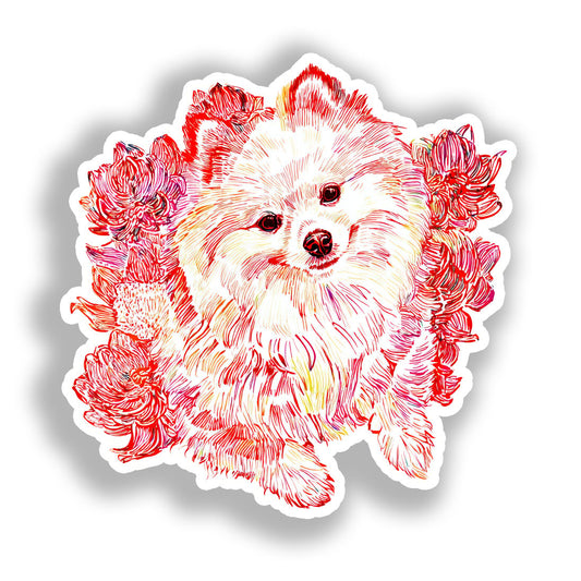 Pomeranian Dog Vinyl Decal Sticker for Car, Laptop, Tumbler and more # A017317-4" x 4"