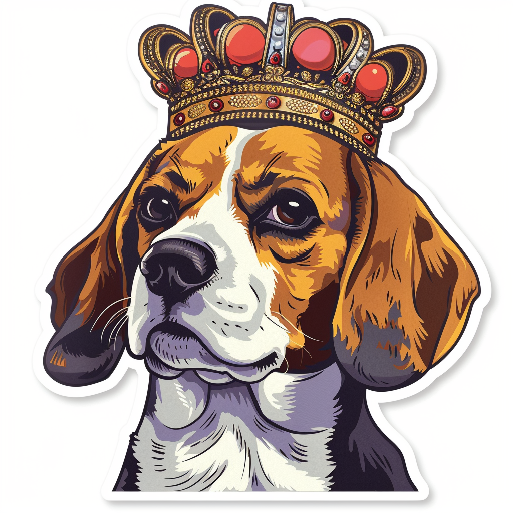 Beagle dog crowned Vinyl Decal Sticker for Car, Laptop, Tumbler and more # F011856