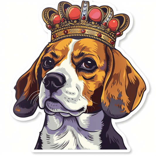 Beagle dog crowned Vinyl Decal Sticker for Car, Laptop, Tumbler and more # F011856
