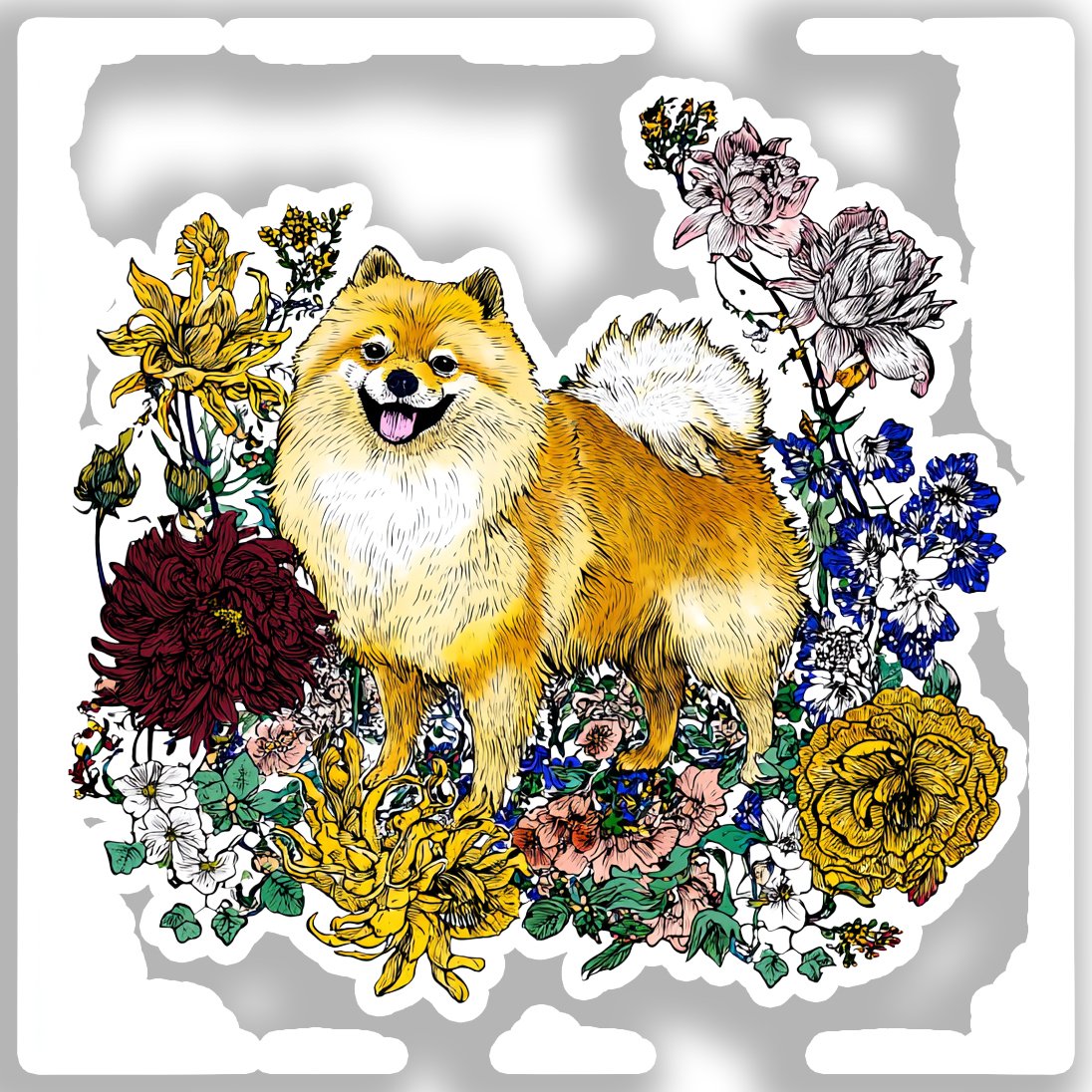 Pomeranian Dog Vinyl Decal Sticker for Car, Laptop, Tumbler and more # A017422-4" x 4"