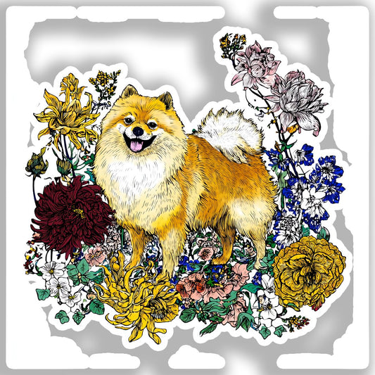 Pomeranian Dog Vinyl Decal Sticker for Car, Laptop, Tumbler and more # A017422-4" x 4"