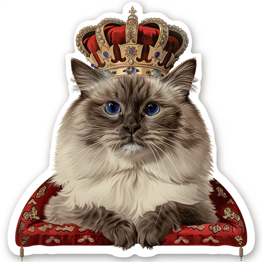 Ragdoll Cat crowned Vinyl Decal Sticker for Car, Laptop, Tumbler and more # F010243