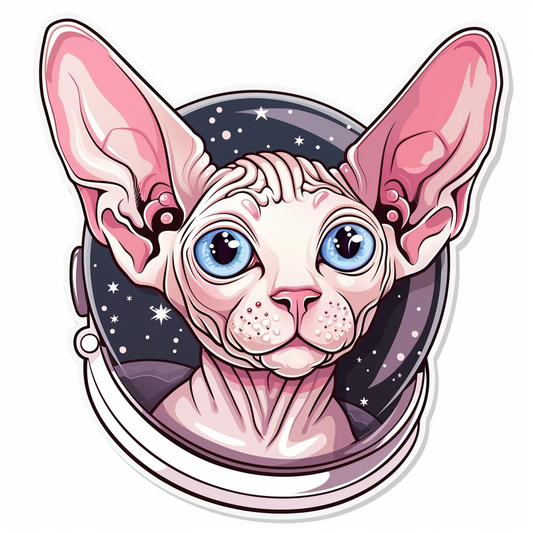 Adorable Cornish Rex Cat Expressive surreal Vinyl Decal Sticker for Car, Laptop, Tumbler and more # F021589-4" x 4"