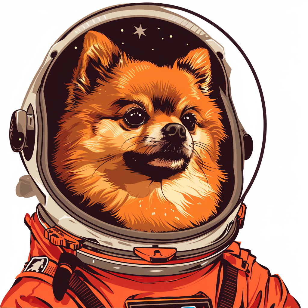 Sticker of a Pomeranian Dog astronaut majestic Expressive surreal Vinyl Decal Sticker for Car, Laptop, Tumbler and more # F013837