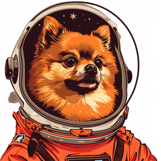 Sticker of a Pomeranian Dog astronaut majestic Expressive surreal Vinyl Decal Sticker for Car, Laptop, Tumbler and more # F013837