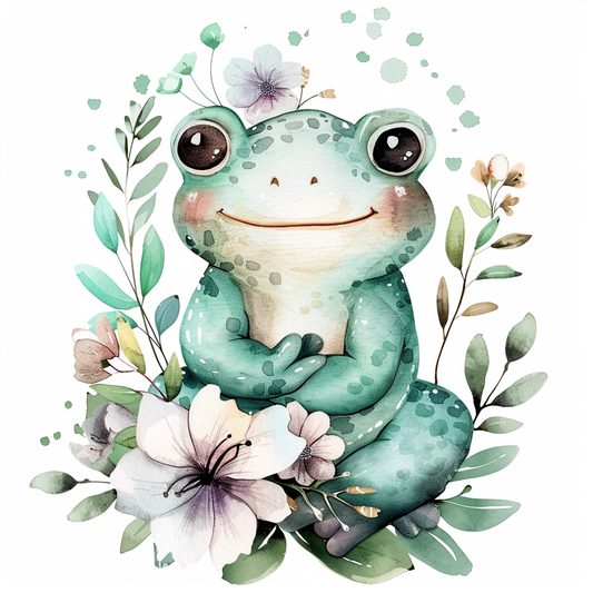 Sticker of an Adorable Frog with chubby cheeks Expressive surreal Vinyl Decal Sticker for Car, Laptop, Tumbler and more # F015876