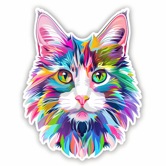 Adorable Turkish Angora Cat  Vinyl Decal Sticker for Car, Laptop, Tumbler and more # F020901-4" x 4"