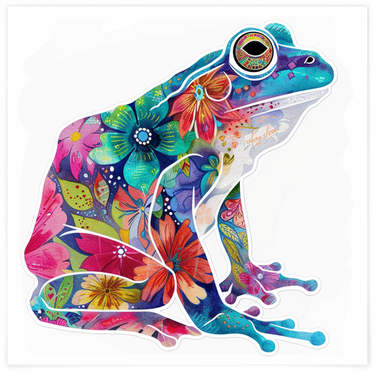 Sticker of a Frog cute and adorable Expressive surreal Vinyl Decal Sticker for Car, Laptop, Tumbler and more # F016700