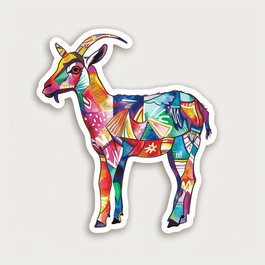 Goat majestic Expressive surreal Vinyl Decal Sticker for Car, Laptop, Tumbler and more # F020461-4" x 4"