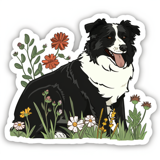 Border Collie Dog majestic Expressive surreal Vinyl Decal Sticker for Car, Laptop, Tumbler and more # F021820-4" x 4"